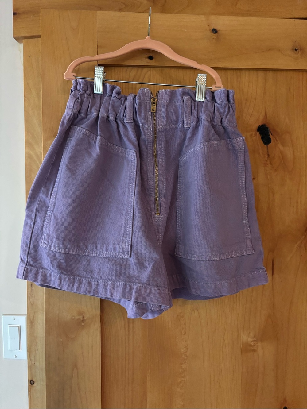 Etica dark Lavender High-Waist Paperbag Shorts with Front Pockets